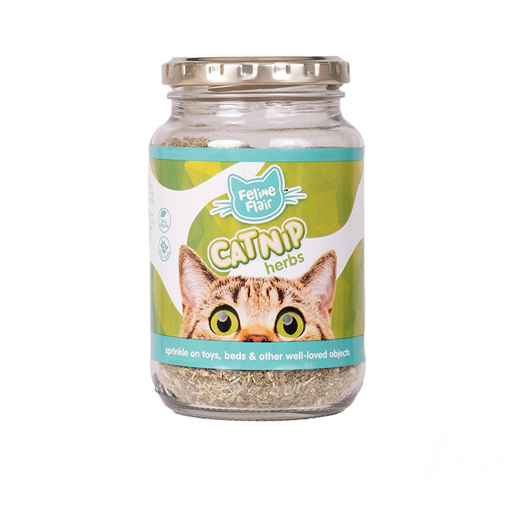 Feline Flair Catnip Herbs Glass Jar 60G