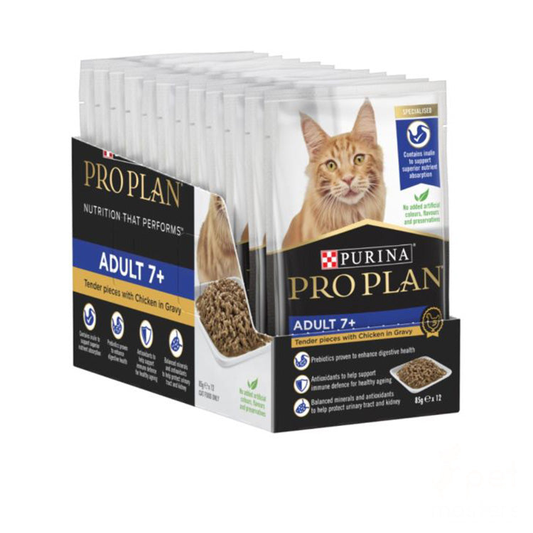 Purina Pro Plan Adult Cat 7+ - Chicken in Gravy Wet Food 85g